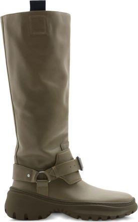 Burberry leather stomp knee-high boots - women - Leather - 39.5 - Green
