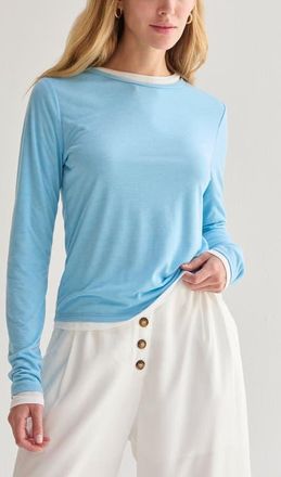 Crescent Two in One Long Sleeve Knit Top in Light Blue/white at Nordstrom, Size X-Small