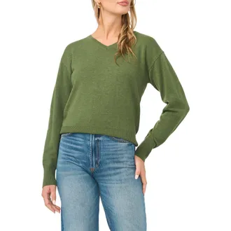 Vince Camuto V-Neck Sweater in Bright Fern at Nordstrom, Size Xx-Large