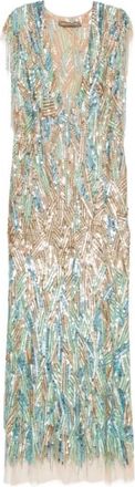 Simona Corsellini Kleedjes, Dames, Veelkleurig, S, Pailletten, 0406 Abito Lungo Paiett