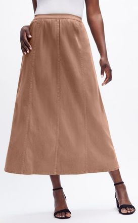 Jessica London Stretch Denim Jegging Skirt in Creamy Mocha at Nordstrom, Size 32