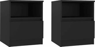vidaXL Vidaxl - Mesitas De Noche 2 Uds Madera Contrachapada Negro 40x40x50 Cm