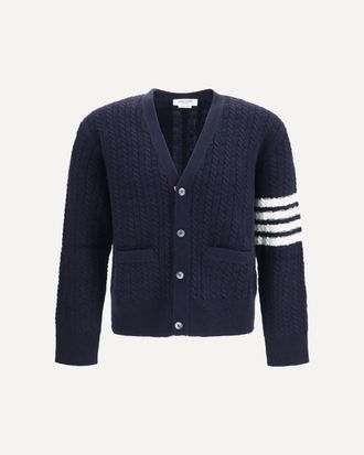 Thom Browne V-neck Sweater with Anchor embroidery on the back Male 2