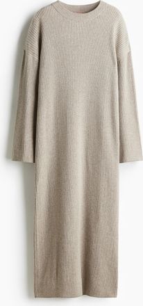 H&M Geripptes Strickkleid - Brown