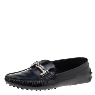 Tod's Tods Black Patent Leather Slip On Loafers