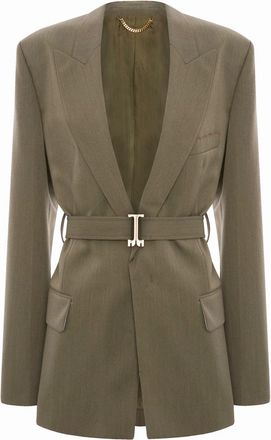 Victoria Beckham Fitted Wool-Blend Belted Blazer