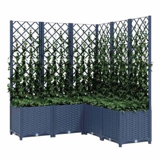Berkfield Home Garden Planter with Trellis Dark Grey 120x120x136 cm PP | Size: 120 x 120 x 136 cm