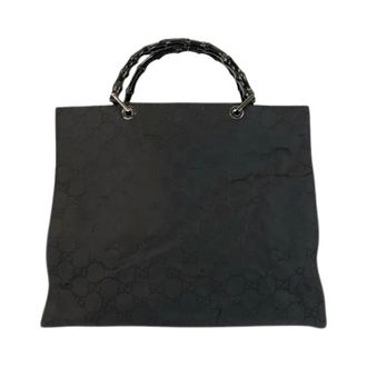 Gucci Pre-owned Handbags, female, Black, Size: ONE SIZE Pre-owned Bamboo Nylon Handbag