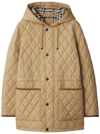 Burberry Devon quilted parka - women - Cotton/Polyamide/Cotton/Polyester - L - Neutrals