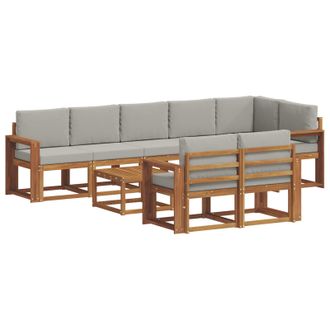 vidaXL Conjunto De Sof&aacute;s De Exterior 9 Pcs Gris Natural Y Claro Vidaxl