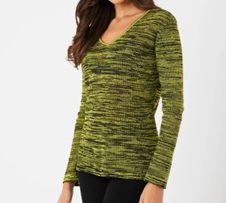 French Kyss Womens V Neck Top In Lime