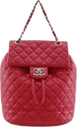 Chanel Pre-owned Matelasse Rugzak - Dames - Vintage Rugzakken - Rood - ONE Size - Leer - Vintage