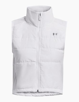 Under Armour Womens Launch Solid Patterned Reflective Performance Vest - White - Size: 12