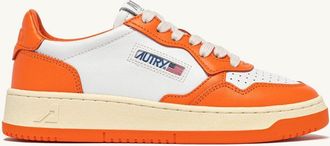 Autry SNEAKERS MEDALIST LOW BICOLOR IN PELLE BIANCA E PARSIMMON ORANGE