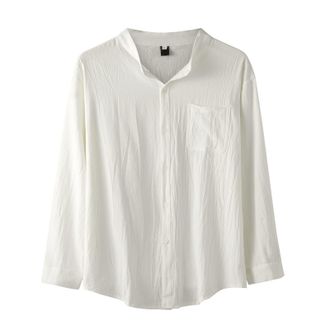 Generic Mens Linen Shirt Long Sleeve Front Pocket Summer Shirt Casual Shirt Vintage Linen Shirt Casual Shirts Long Sleeve Casual Blouse Shirt Regular Fit Shir