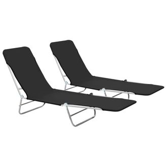 Berkfield Home Folding Sun Loungers 2 pcs Steel & Fabric Black
