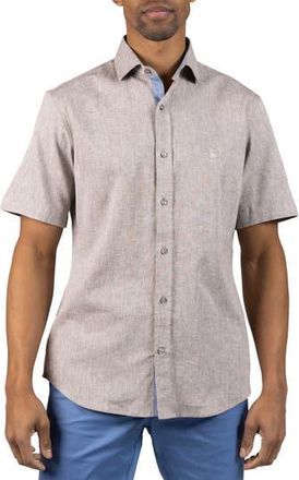 Tailorbyrd M&eacute;lange Linen Blend Button-Up Shirt in Mocha at Nordstrom Rack, Size Xx-Large