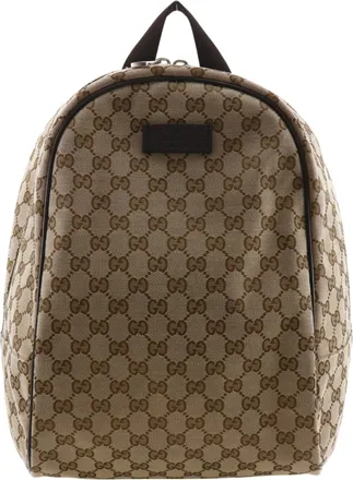 Gucci Gg Canvas Brown Gg Canvas Backpack (Pre-Owned)