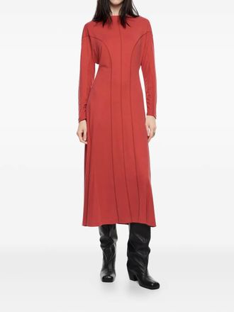 Bimba & Lola long-sleeve seam-detail midi dress - women - Cupro/Elastane - L - Red