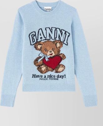 Ganni ribbed wool graphic crewneck jumper