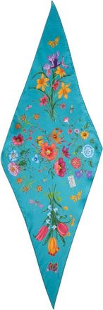 Gucci Light Blue Floral Scarf