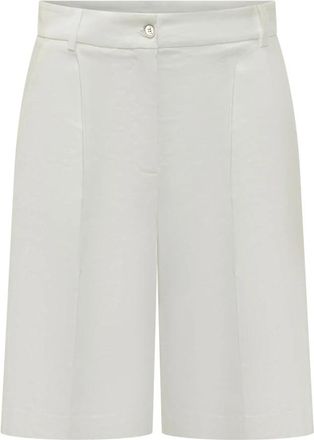 Pinko Bermuda Shorts met geperste plooidetails - Dames - Korte Broeken - Wit - L - Linnen - Korte Broeken