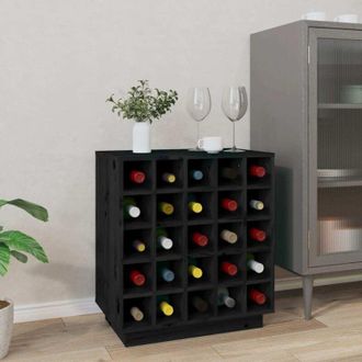 vidaXL Vidaxl - Portabottiglie Nero 55,5x34x61 cm in Legno Massello di Pino