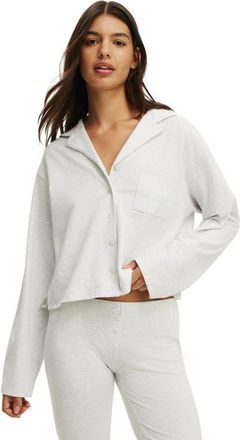 Cotton On Womens Dreamy Soft Boxy Button Down Shirt in Light Grey Marle at Nordstrom, Size X-Large