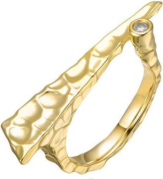 Rachel Glauber 14K Plated Cz Textured Ring