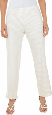 Krazy Larry Flared Pull On Pant In Oatmeal Stripe