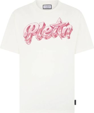 Philipp Plein Round Neck T-Shirt Puffy Gummy Plein - Heren - T-shirts - Wit - L - Katoen - Tops