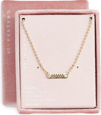 Chelsea28 Demi Fine Cubic Zirconia Mama Pendant Necklace in Clear- Gold at Nordstrom