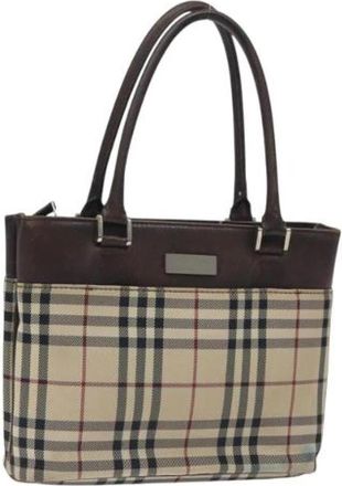 Burberry Tweedehands Canvas handtassen - Dames - Vintage Shopper - Beige - ONE Size - Leer - Vintage