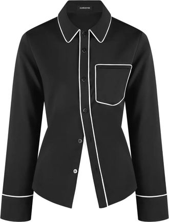Mani&egrave;re De Voir contrast-trim shirt - women - Polyester - 16 - Black