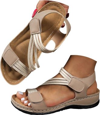 Generic Orthopedic Wedge Sandals with Arch Support for Woman Comfortable Walking Shoes Open Toe Ankle Strap Platform Sandals Women Summer Dressy Casual Low We