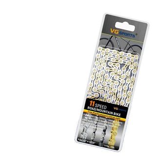 OEM Cadena De Bicicleta De Acero De Alto Carbono, Compatible Con M&uacute;ltiples Velocidades, 11 Velocidades, Color Oro Y Plata