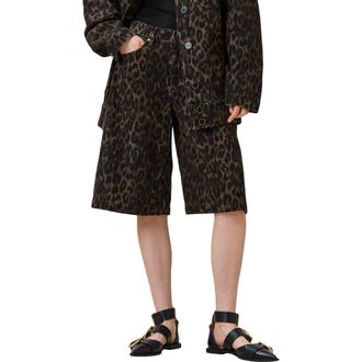 AllSaints Louie Leopard Long Denim Shorts in Leppord Brown at Nordstrom Rack, Size 26