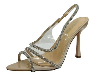 Generic Womens Clear Perspex Diamante Slingback Wedding Prom Party Bridal Sandals (Beige, UK Footwear Size System, Adult, Women, Numeric, Medium, 6.5)