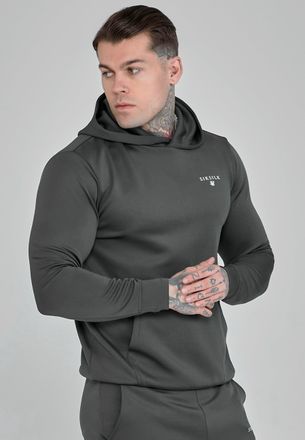 Siksilk Sudadera con capucha poli esencial gris para hombre SikSilk M