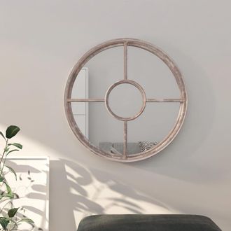 Berkfield Home Mirror Sand 60x4 cm Iron Round for Indoor Use in Beige