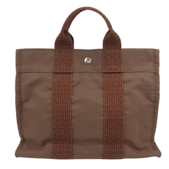 Herm&egrave;s Brown Polyester Tote Bag (Pre-Owned)