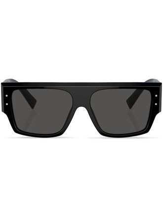 Dolce & Gabbana Eyewear logo-print rectangle-frame sunglasses - Black