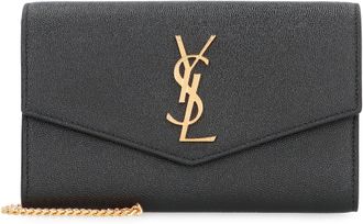 Saint Laurent Womens Clutch Uptown Black Leather Calf Bags