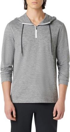 Bugatchi Quarter Zip Performance Hoodie in Heathered Black at Nordstrom Rack, Size Xx-Large
