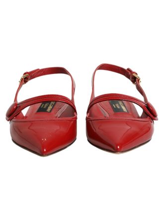 Dolce & Gabbana Red Leather Slingback Flats Sandals Womens Shoes