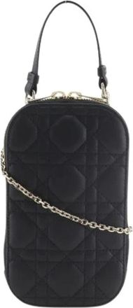 Dior Pre-owned Cross Body Bags, female, Black, Size: ONE SIZE Pre-owned Phone Holder Lambskin Shoulder Bag