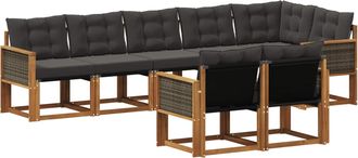 vidaXL Conjunto De Sof&aacute;s De Exterior 8 Uds. Natural Y Negro Vidaxl