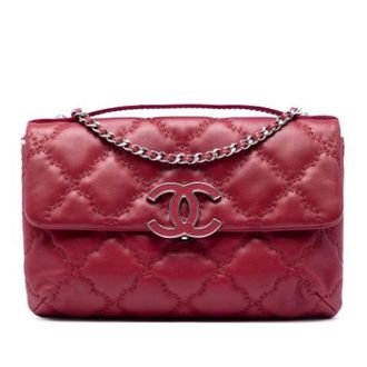 Chanel Pre-owned Hamptons Flap - Dames - Pre-owned - Rood - Maat: ONE Size Leer
