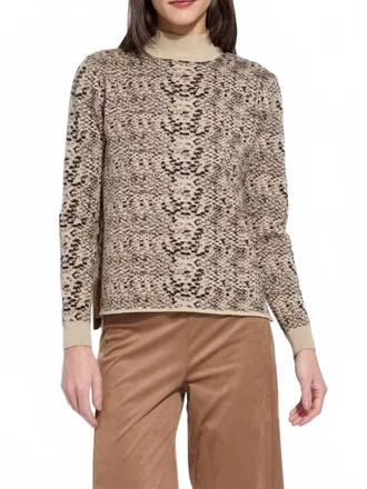 Lyss&eacute; Declan Mock Neck Jacquard Sweater In Lux Camel Snake