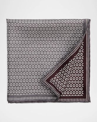 Brunello Cucinelli Men & apos;s Micro-Hexagon Silk Pocket Square